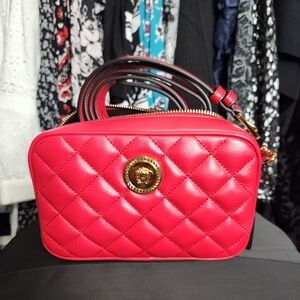 Versace Red Quilted Crossbody Belt Bag